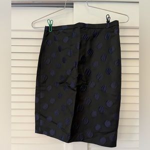 Navy polka dot pencil skirt